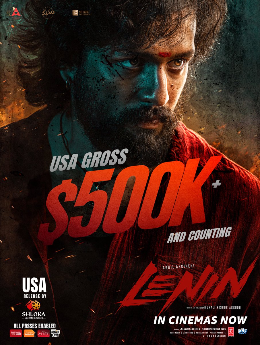 SitharaEnts's tweet photo. The audience everywhere is saying the same thing... ❤️

#LENIN is unstoppable 🔥

$500K+ USA Gross and counting 💥

#BlockbusterLENIN https://t.co/lq42Do1Kem