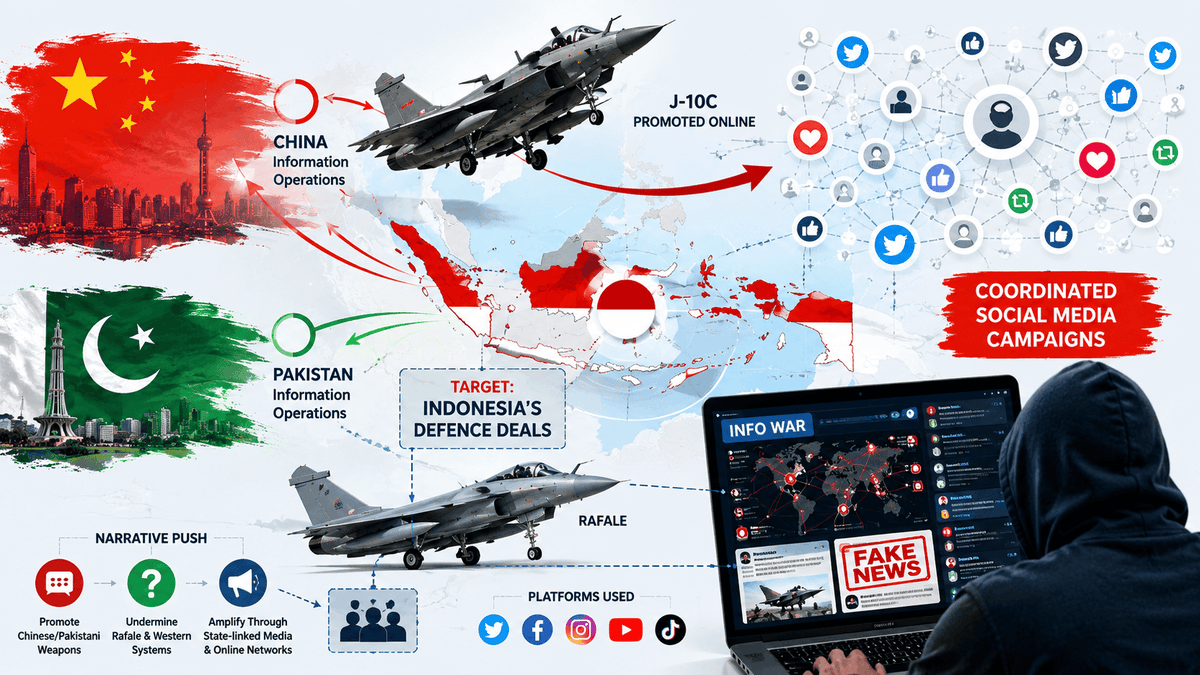 MilliChronicle's tweet photo. #ANALYSIS | How coordinated China-Pakistan narrative campaigns sought to shape #Indonesia's defence debate through synchronized social media activity, bot networks, and information operations targeting the #Rafale deal.
Read full investigation by #ThinkFi: https://t.co/oVn2PK45on
#Indonesia #China #Pakistan #Rafale #InfoWar #OSINT #Defence