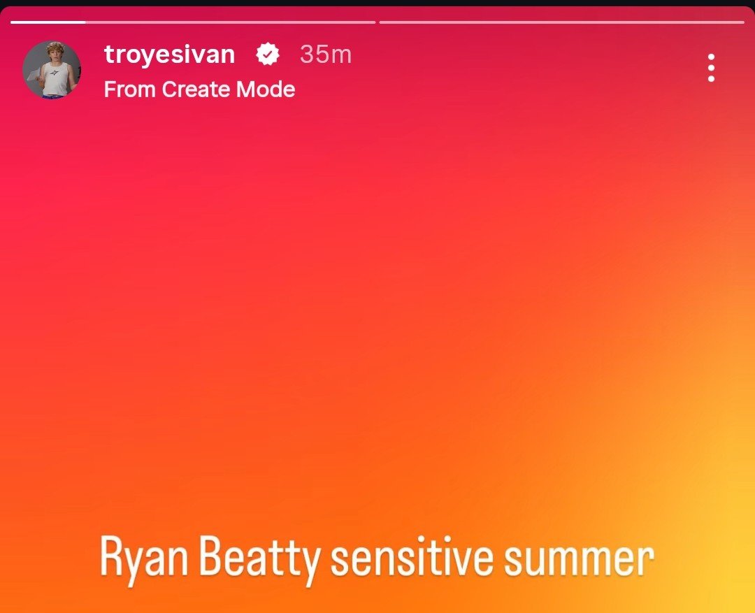 spotifybeatty's tweet photo. Troye Sivan praises Ryan and "Delancey" via instagram stories! https://t.co/ZQ99AVoywz