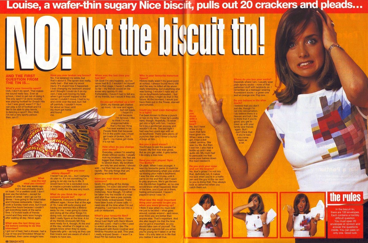 TvDidYouSee's tweet photo. #OnThisDay 14 August 1996 - SMASH HITS
HOW TO JOIN THE CULT OF #AntAndDec - touch the sacred hand of pop!
KAVANA QC - #Kavana reckons "six months in prison would sort #Oasis out!"
NO! NOT THE BISCUIT TIN with Louise. https://t.co/3r7Q9xf2go