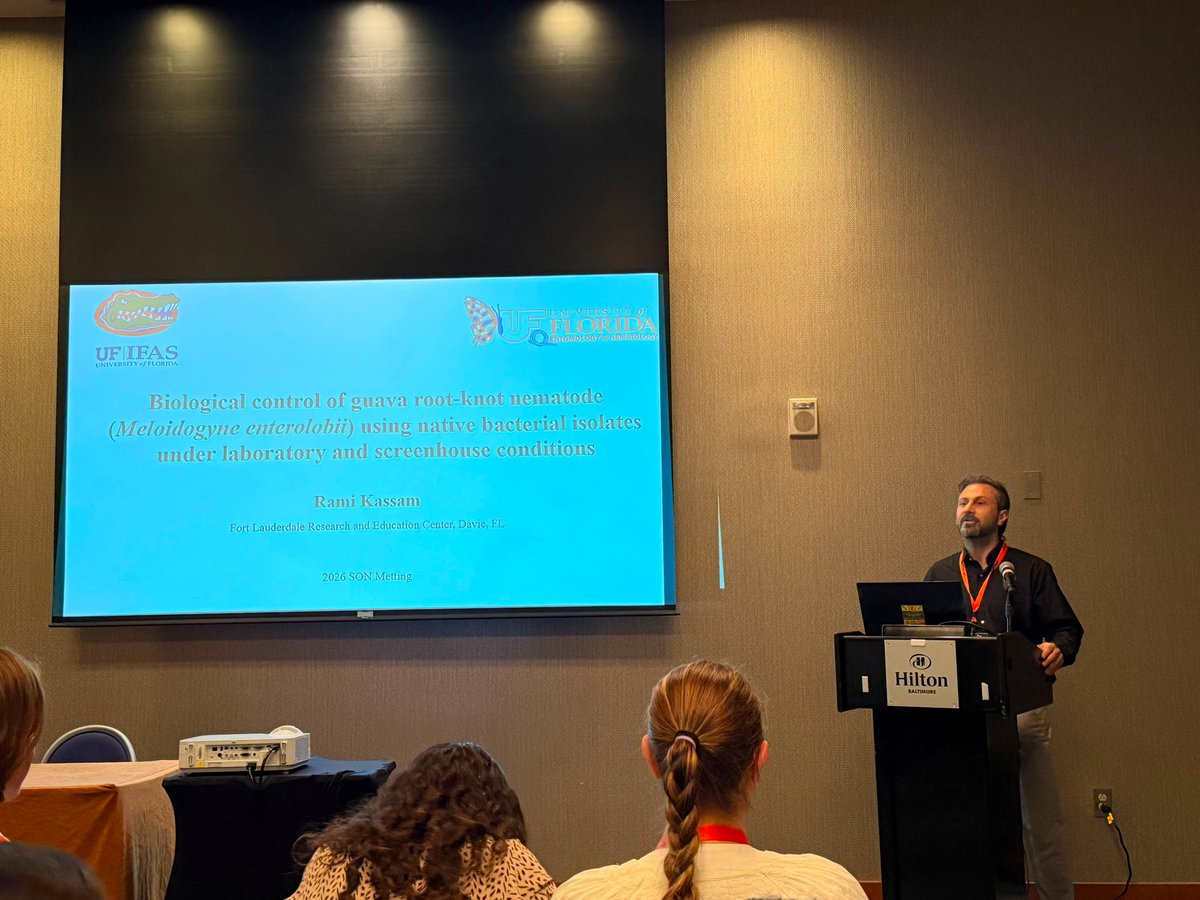 KassamRami's tweet photo. Honored to present my research at the 65th Annual Meeting of the Society of Nematologists (#SON2026)
I shared our work on the biological control of Meloidogyne enterolobii using native bacterial isolates under laboratory and screenhouse conditions. 
Great and valuable feedback! https://t.co/V3Dx6xtQTN
