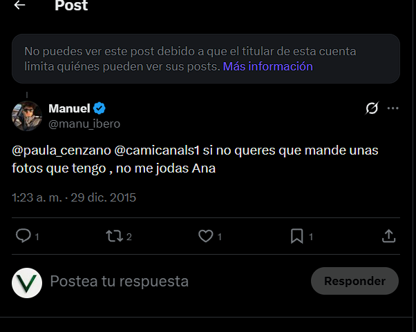 visionoficialar's tweet photo. SEXEXTORSIÓN DE PARTE DE MANUEL

Manuel cometió un delito y amenazo a una chica con mostrar fotos desnudas de ella. 
Manu al 9009 #granhermano https://t.co/wJIqza2VH8