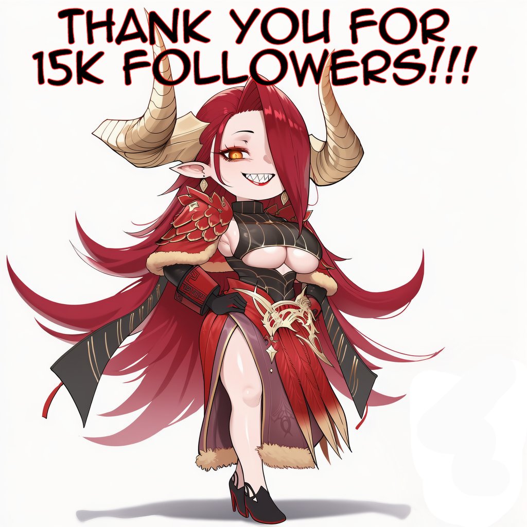 Dont_Chama_'s tweet photo. Everyone. Many thanks. Thanks for such support. 15k is such a big number. The Demon never though she would reach such amount so fast... 

We are greatful. Truly.

🖤: You did well, Mortals. We art proud and greatful. Hm hm. Also, why art we so small?

🔥: AHAHAHAHAHAHAHA~! FIRE FIRE! I'LL BURN YOU ALLL!!!!!!!!!!

... Who invited her?

🌹: Many thanks to everyone~ Your support is truly amazing~ Here you have some chibi us~ Fufu~ Also, 10 request slots will be available~ So go on~ Ask~Love you all, and thank you once more~ Besides... Non of this would have been possible without my beloved wife @TheAraMaker~ I love you soooo much~