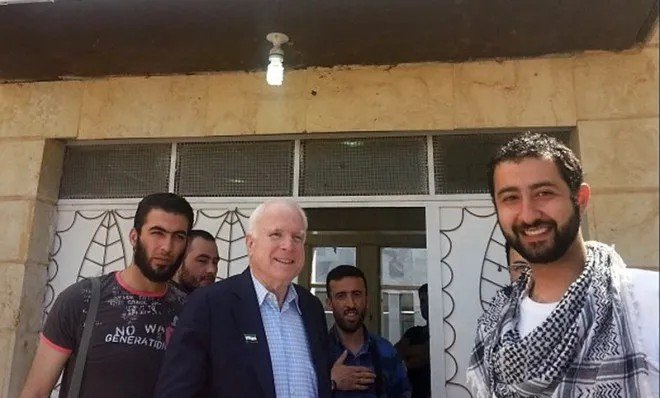 Taghreedr's tweet photo. Senators John McCain and Lindsey Graham consistently advocated for a hawkish, aggressive U.S. intervention in #Syria
Are the boys ready now to answer for the death destruction &amp; the displacement of the #Syrian in that civil war! https://t.co/qwkLVZdmqF