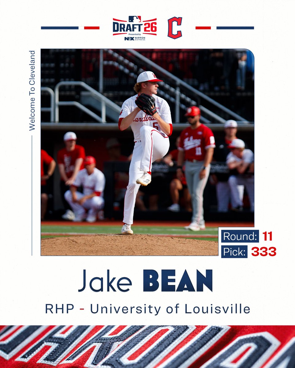 GuardsInsider's tweet photo. With the 333rd pick in the 2026 MLB Draft, we have selected RHP Jake Bean from the University of Louisville.

#GuardsBall https://t.co/XyUs6M3TxT