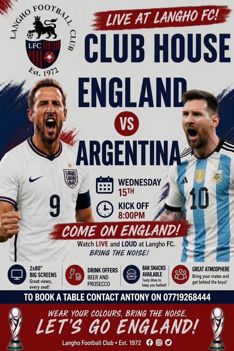 LanghoFC's tweet photo. Great atmosphere at the club last night for the QF.
We go again on Wednesday v Argentina.
To book you table, call Antony +44 7719 268444 https://t.co/SlkvS3SuPz