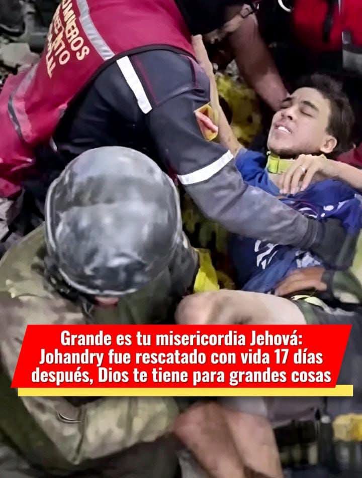 Lpez2015's tweet photo. JOHANDRY FUE RESCATADO ¡TRAS 17 DÍAS ENTRE LOS ESCOMBROS! 🙏🏻

Johandry, un adolescente valiente, fue arrancado de las garras de la muerte; fue hallado con vida, prueba inmensa de que la misericordia de DIOS es más grande que cualquier desgracia. ✨🇻🇪 🙏🏻❤️ 🥲 https://t.co/Ll07rfe0LE