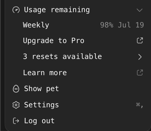 ferdname's tweet photo. Looks like OpenAI removed the 5 hour usage limit. https://t.co/E4eF3gk5Td