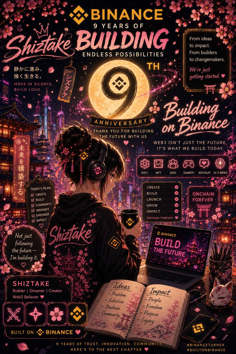 shiztake's tweet photo. Quietly building. Steadily growing πΈ
Happy 9th Anniversary, Binance. Keep building πΈβ¨
#BinanceTurns9 #Binance #AIBuilder #BuildOnBinance #Web3 #Crypto #AI https://t.co/UUPg4RHnKy