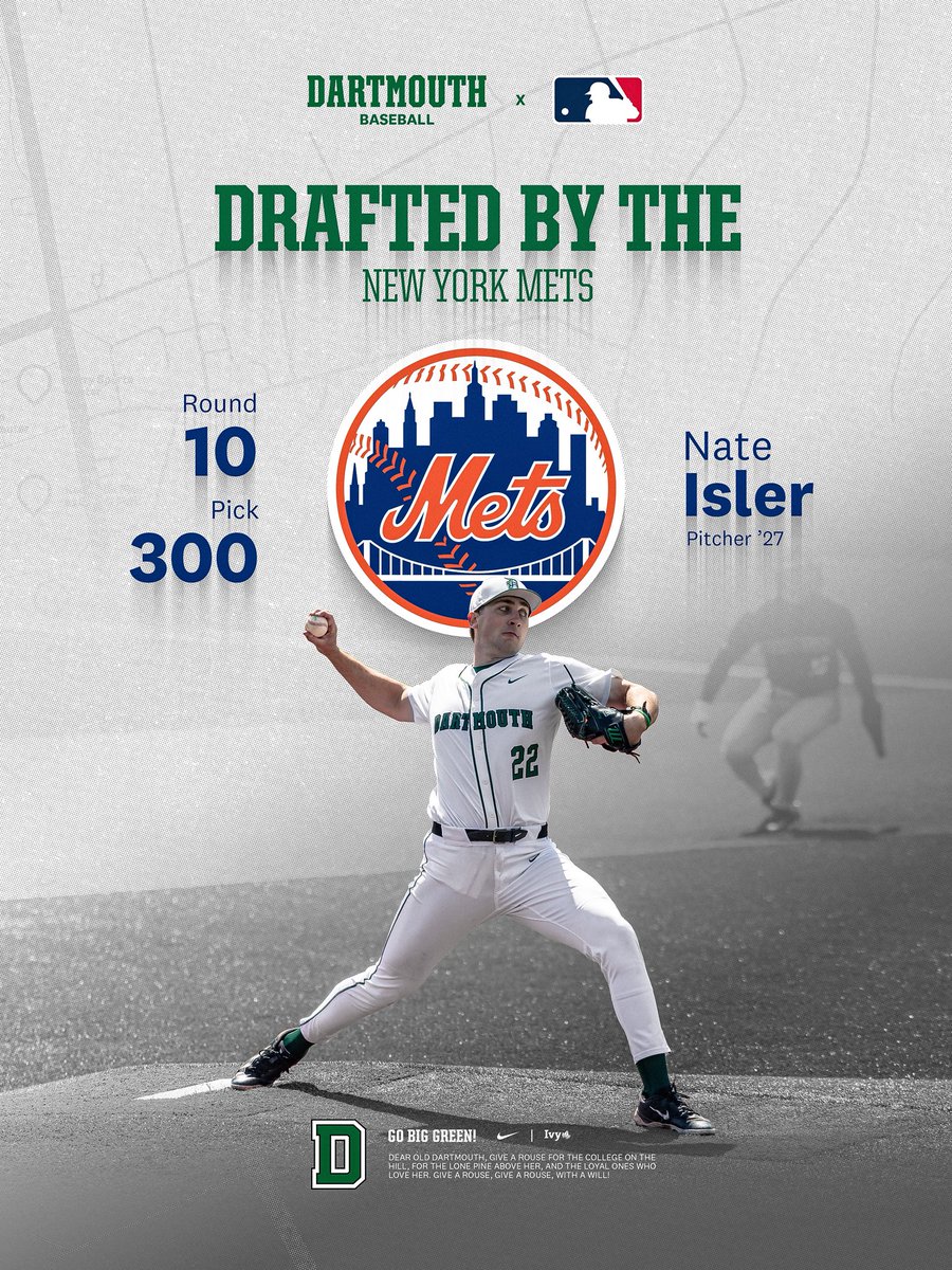 BigGreenBSB's tweet photo. 𝐃𝐑𝐀𝐅𝐓𝐄𝐃 ✅

Next stop: New York 🗽⚾️

The @Mets have officially selected pitcher Nate Isler ‘27 in the 2026 MLB Draft. Congratulations Nate‼️

#GoBigGreen | #TheWoods🌲 https://t.co/u0u8uek5IP