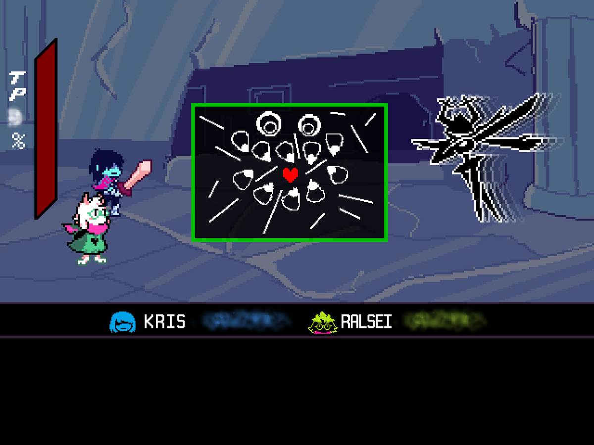 Denoohay's tweet photo. I had a dream where Deltarune Chapter 6 suddenly shadow dropped late at night. What I mostly remember were the chapter select screen and the Knight rematch near the start of the chapter. Hovering the cursor over the next chapters showed a tooltip with the names and icons of them. https://t.co/LzkuLOR1D1