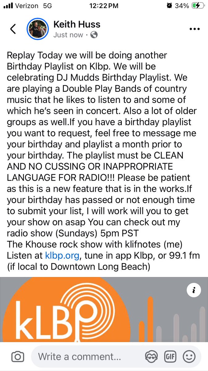 klifnotes's tweet photo. ReplayToday we will be doing another Birthday Playlist celebrating DJ Mudds Birthday.We are playing a Double Play Bands of country music that he likes and some of which he's seen in concert.Check out my radio show (Sundays)today 5pm PST
Listen @klbp.org,Klbp and tune in app https://t.co/NRbgQKIrbP