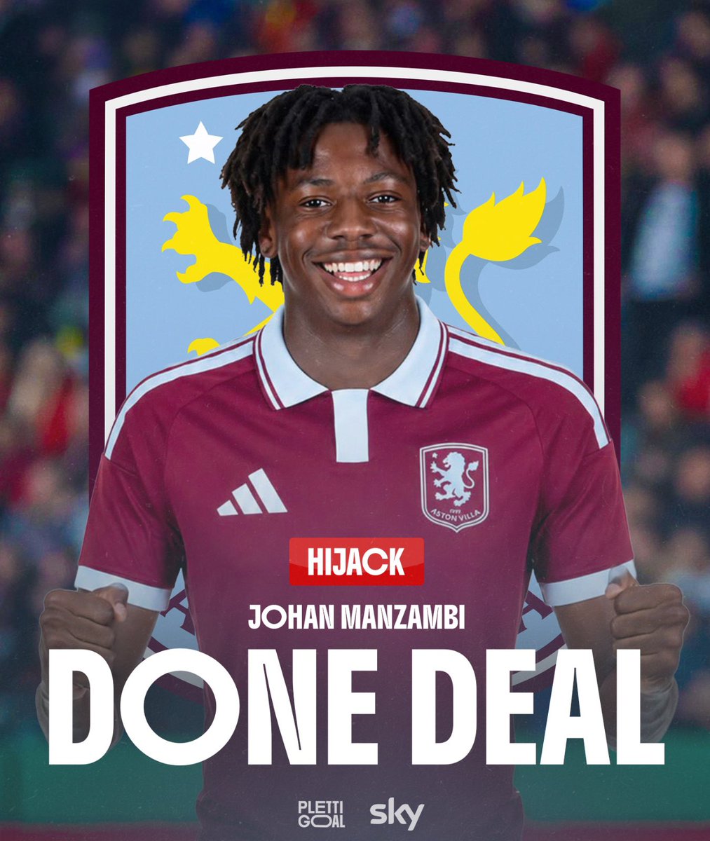 Plettigoal's tweet photo. 🚨💥 BREAKING | Johan Manzambi to Aston Villa - DONE DEAL ✔️

⚠️ EXCL DET: Hijack completed. Aston Villa have reached a full agreement with SC Freiburg. The total package is worth almost €70m, including add-ons, outbidding Newcastle. 

Aston Villa were in the race from the very beginning, as exclusively revealed. Manzambi had not given #NUFC his final commitment. His camp have now informed Aston Villa that he wants to join them. Long-term contract agreed. Medical soon.

SC Freiburg were unavailable for comment. @SchreinerFabian @SkySportDE 🇨🇭