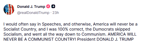 Trump Reiterates Pledge America Will Never Be a Communist Country Amid Heightened Tensions — HNDZmvYWAAAg2vK