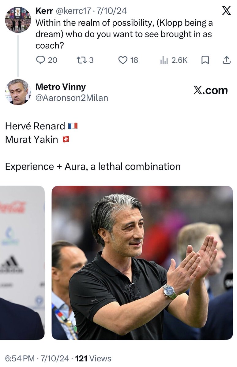 Aaronson2Milan's tweet photo. I would just like to say that, in the wake of Switzerland’s run to the QF, I have always been a big believer in Murat Yakin https://t.co/XpmLWpOByO