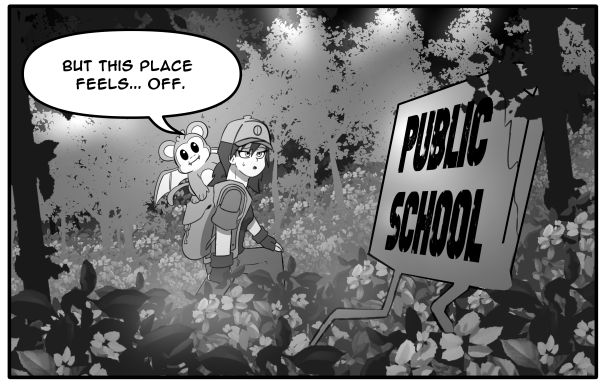 DemiMonComics's tweet photo. Don’t mind me, just cutting through the woods to get to public school. Thank God there’s this giant-ass sign here, lol.

#DemiMon #Pokemon #Digimon #LavenderTown https://t.co/qDmwhMVWzj
