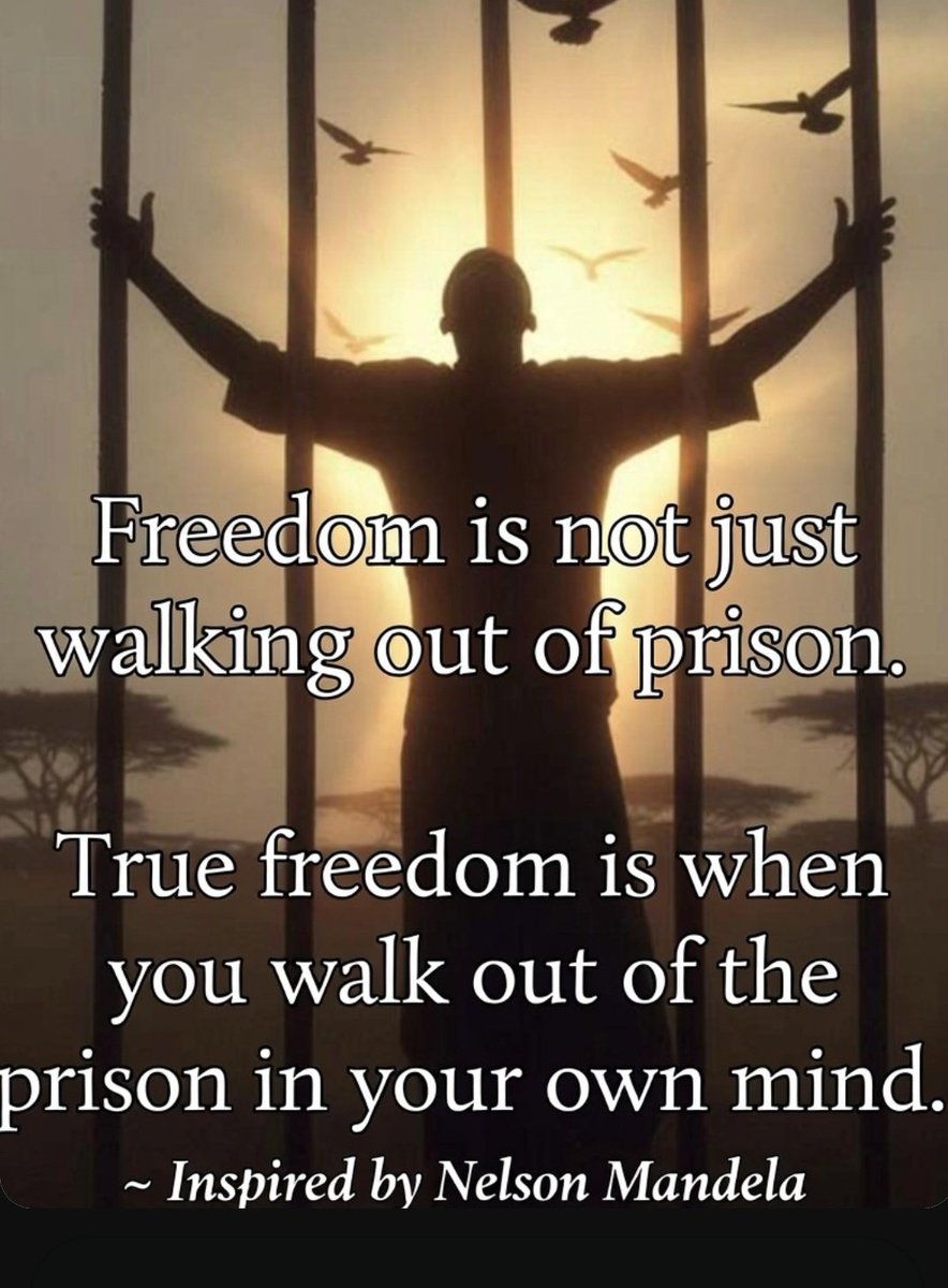 Blair_54q0's tweet photo. "'Freedom is not just walking out of prison.
True freedom is when you walk out of the prison in your own mind.' ~ Inspired by Nelson Mandela . #NelsonMandela #OriginalQuote #MindFreedom #Inspiration" https://t.co/NJiJNxaOqw