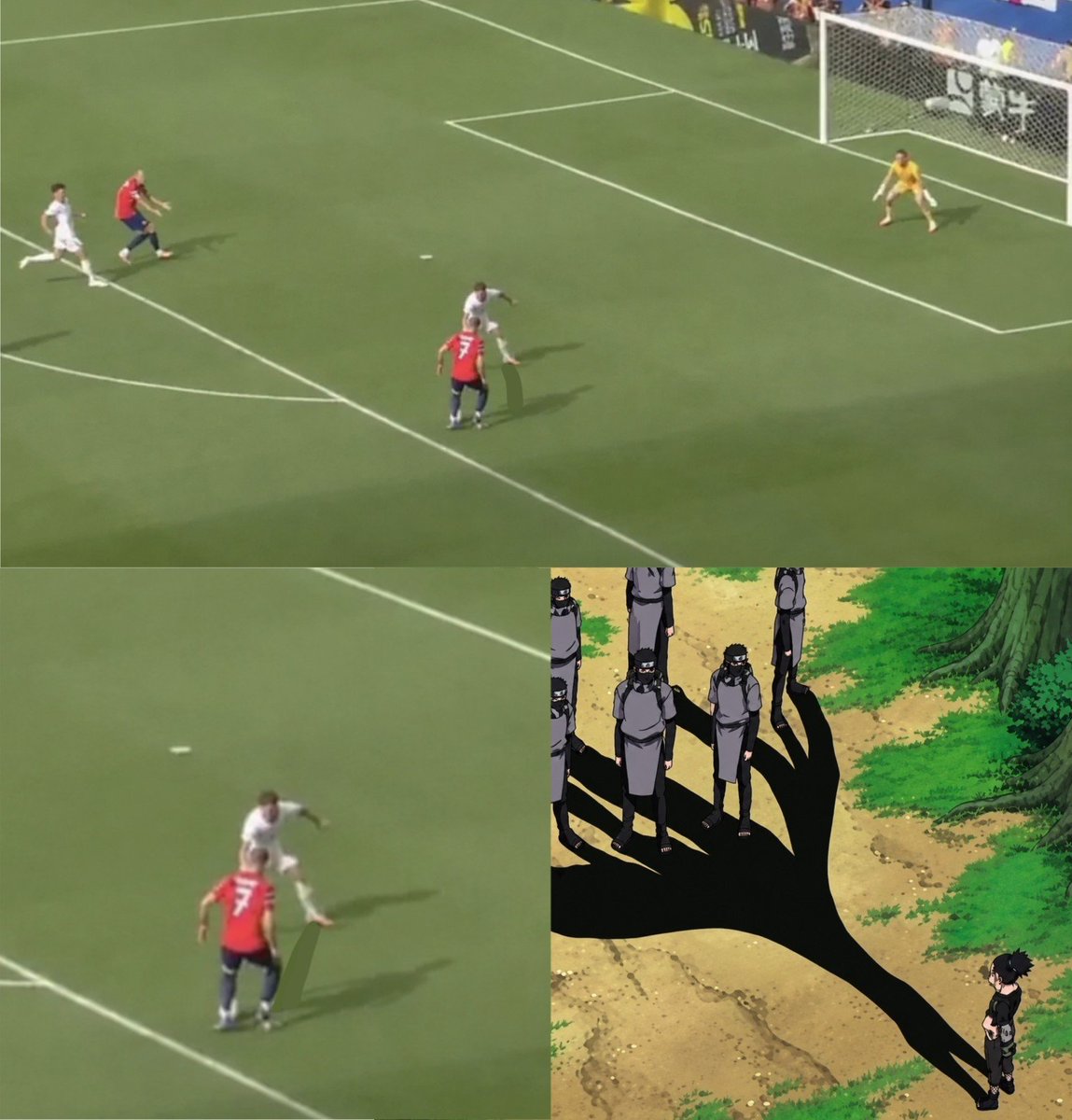 BagrescoreBr's tweet photo. Novo ângulo revela que Sørloth tentou passar para Haaland, mas foi impedido ao ser possuído pelo jutsu possessão das sombras do clã nara. https://t.co/p7JmzGoRQx