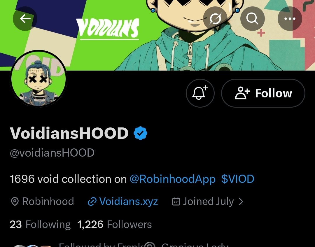 Demmyweb3's tweet photo. You may want to keep an eye on this and stay positioned 

Introducing -@voidiansHOOD 
.1696 supply 
. Robinhood
.1k+ Followers rn( still kinda early)
. WL Application:
https://t.co/674v3V1Cen

Hidden condition

Early bird always wins.

Please always DYOR &amp; NFA https://t.co/b14Q7sT2sN