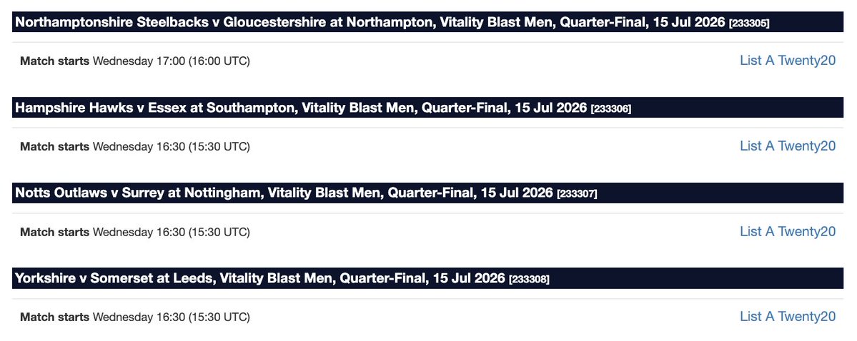 voigthill's tweet photo. Your confirmed Blast quarter-finals and start times and such https://t.co/uDcXtX6S1o