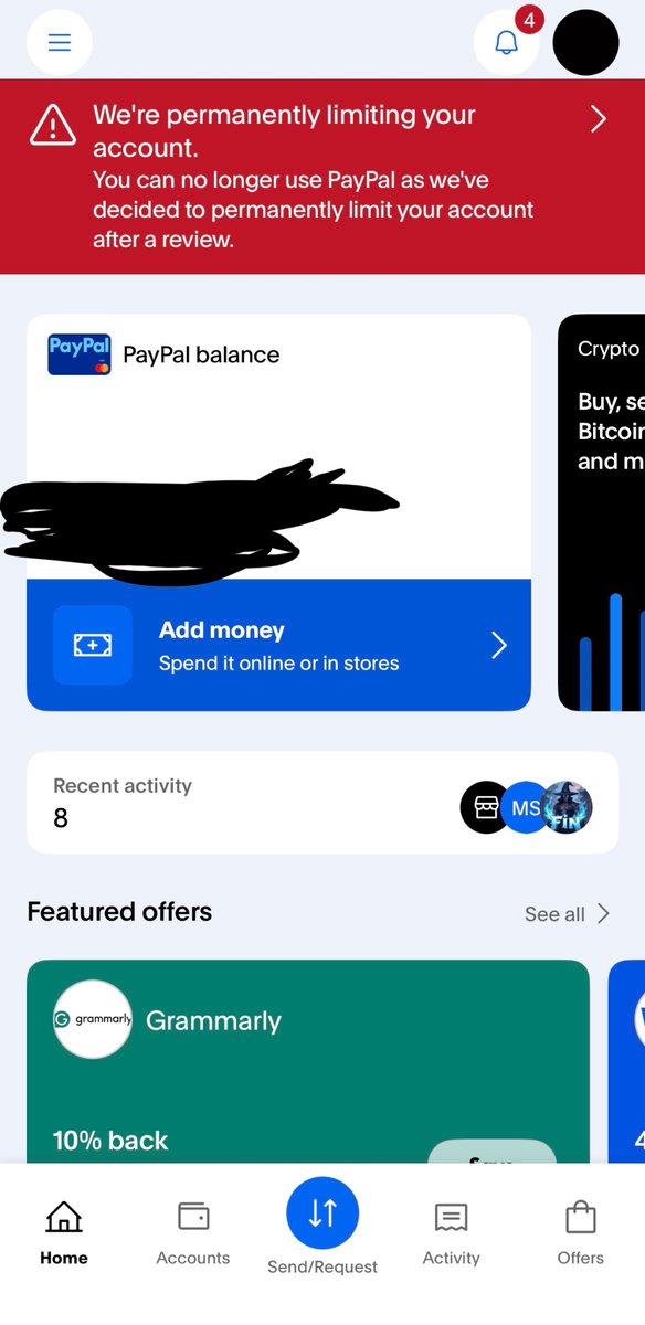 imobayda's tweet photo. Hey everyone, @PayPal  @AskPayPal - My PayPal account has been permanently restricted, and I’m willing to provide any documents or verification needed. PayPal stated that my account was restricted because it was considered a risk. I contacted 5+ team members and they all ended my conversation when we aren’t even done talking. I’d really appreciate it if someone could review my case and let me know if there’s anything I can do to resolve this issue.
#PayPalIssues #UnfairBan