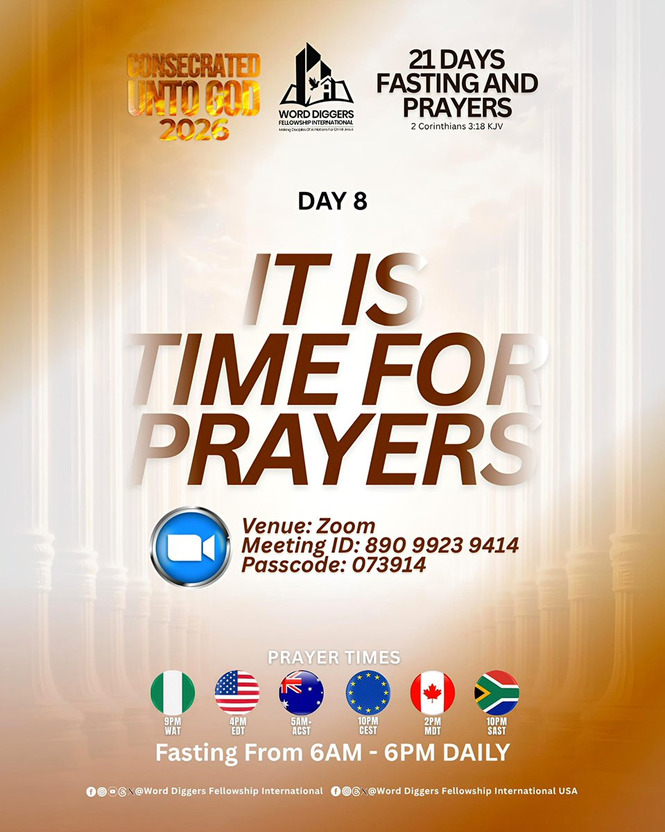 word_diggers's tweet photo. IT IS TIME FOR PRAYERS

CONSECRATED UNTO GOD 2026
21 Days Fasting And Prayers 
2 Corinthians 3:18 

DAY 8
LET THE FEAR OF THE LORD COME ALIVE IN ME https://t.co/lS5McQN2rA