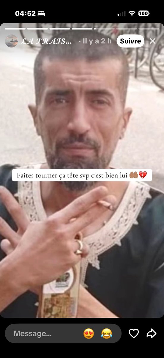 aures_54s's tweet photo. 🇩🇿🇲🇦🚨|

Une personne affirme qu'il l'a vu à côté du Carffour à Montpellier!

#JusticepourAymen https://t.co/Bmor2pUzDl