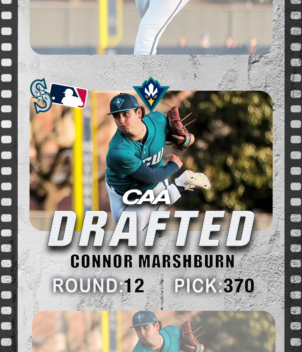 CAASports's tweet photo. 📩 With the 370th pick in the @MLBDraft, the @Mariners selected..... @UNCWBaseball's Connor Marshburn 

#CAABaseball https://t.co/xnE8F9vkOy