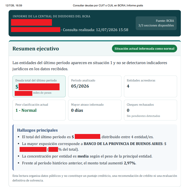 SinEBlancos's tweet photo. ¿Qué tiene informado el BCRA sobre un CUIT/CUIL? 👀🔎
Una consulta gratis que ordena deuda por entidad, evolución histórica, cheques rechazados y el detalle técnico del último período disponible.
https://t.co/Ba7WEzArlS https://t.co/WleeCjk856