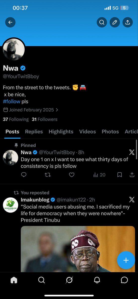YourTwitBboy's tweet photo. Thanks to my 1k followers

My Day 10 Ten posting on X, my consistency is not a waste

Let's engage pls I do the same https://t.co/Ykh69QPrVn