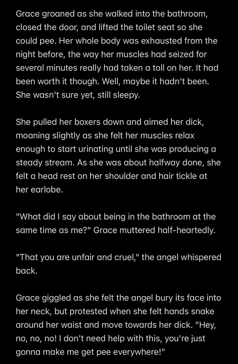 bitzitzz's tweet photo. does the angel have a piss kink in the drivinglessons fic? perhaps. we may never know for sure 😔 anyway snippet of grace and driver being domestic in a future chapter lol https://t.co/vCSMOS5Gc7