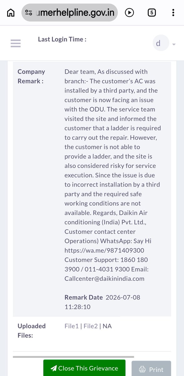 dhruval14's tweet photo. Now i would like @daikin_jp Headquarters to intervene and and take strict action against @DaikinIndia for false and
Allegations delay in providing service and mental harassment. This is surely going to affect your brand value in india as well as globally.
Part(3/3) https://t.co/rXMbWAAGsV