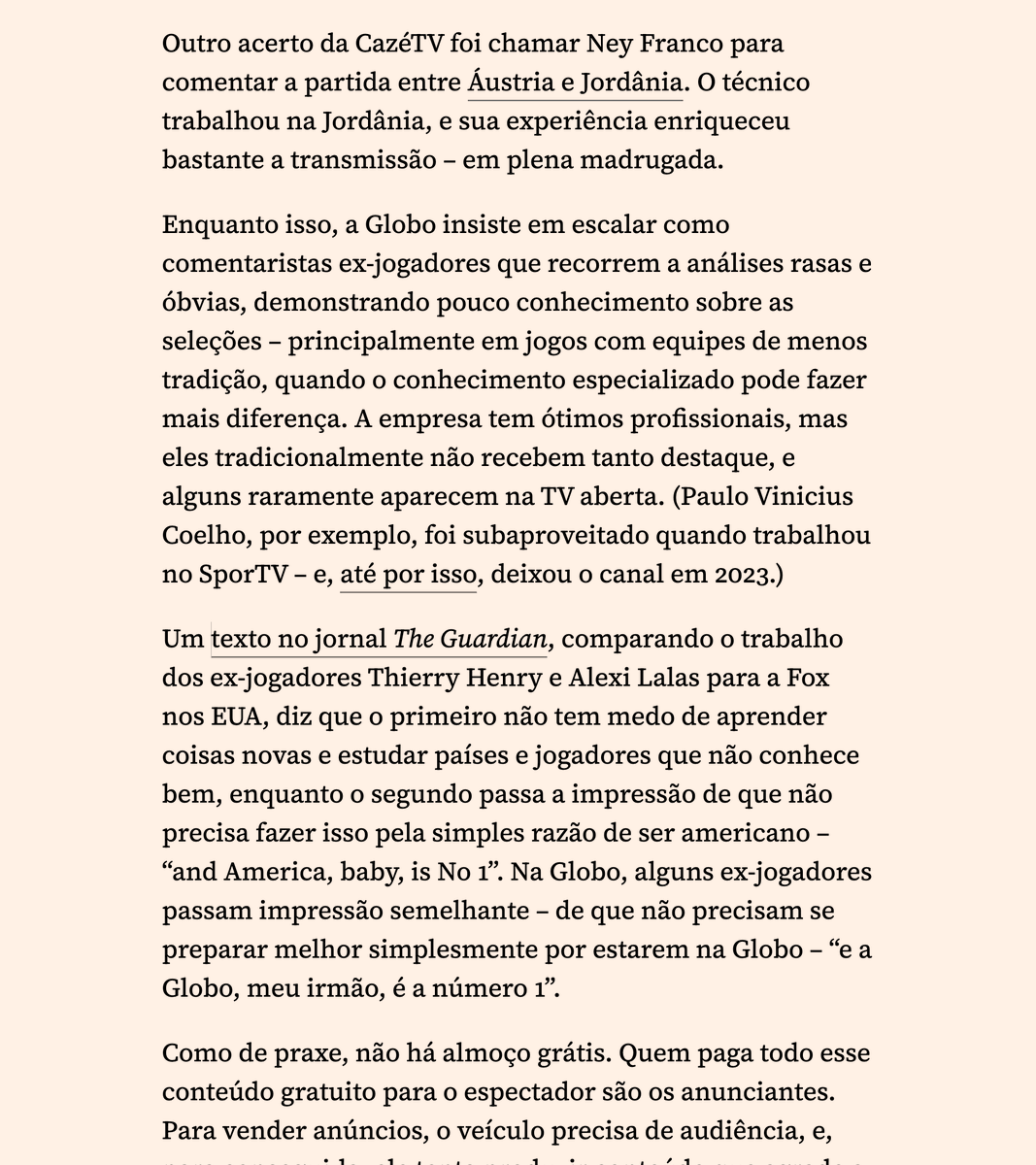 NB4_org's tweet photo. A transmissão da Copa do Mundo 2026 pela CazéTV é uma síntese do melhor e do pior que a internet nos oferece.

O canal democratizou o acesso à informação de qualidade e elevou o padrão de transmissão a um nível antes restrito à TV paga. ⬇️ https://t.co/MAHSYYsqVZ