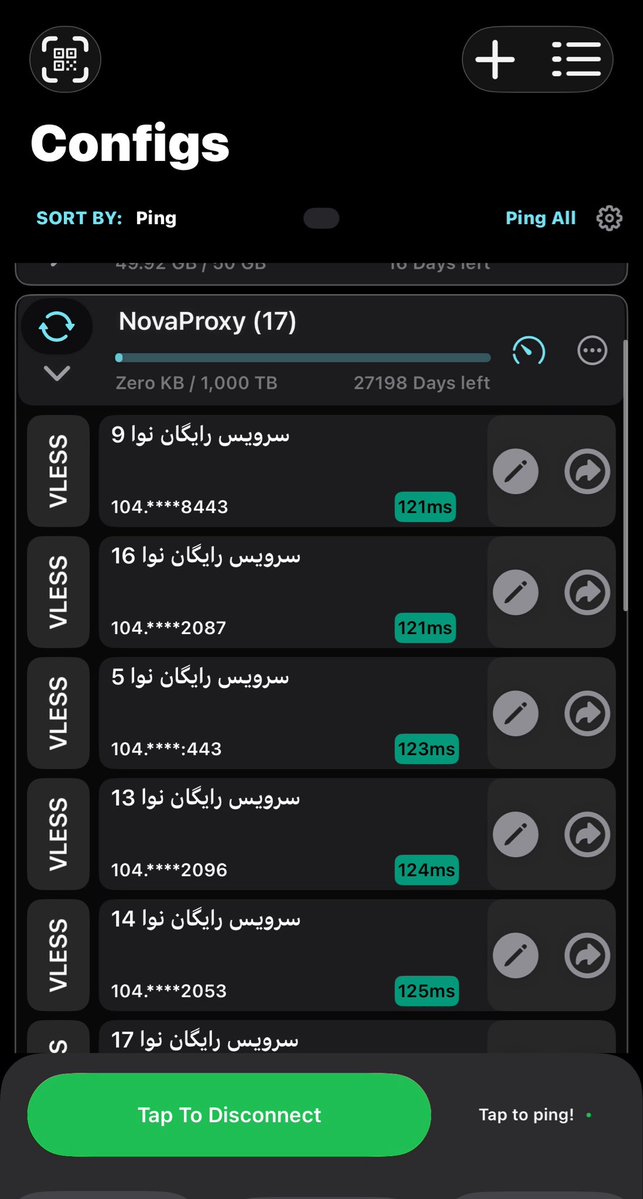 begarafteam's tweet photo. اقا واااقعا با nova تونستم ۱۰۰۰ترا کانفیگ بگیرم  ناااامحدود و کااملا رابگان 😍😍😍😍 https://t.co/vHJFyrC42P