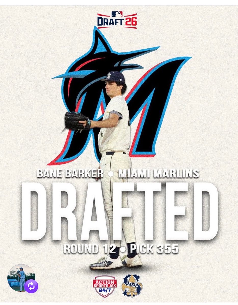 sandalwoodathl1's tweet photo. Saint Nation, we want to congratulate Bane Barker on getting drafted by the Marlins in the 12th round https://t.co/0qQ45Yzua3