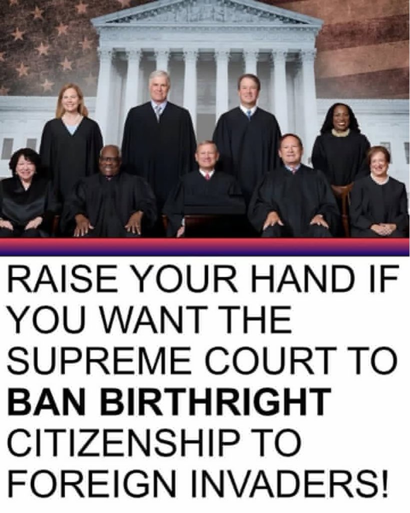 CharlieWard709's tweet photo. Raise your hand 🤚 if you want the Supreme Court to BAN birthright citizenship for the children of illegal immigrants and foreign invaders!

No more anchor babies. No more automatic citizenship for people who break our laws.

WHO'S IN? Drop a 🤚 below or comment “YES”! https://t.co/lI2nYsLITz