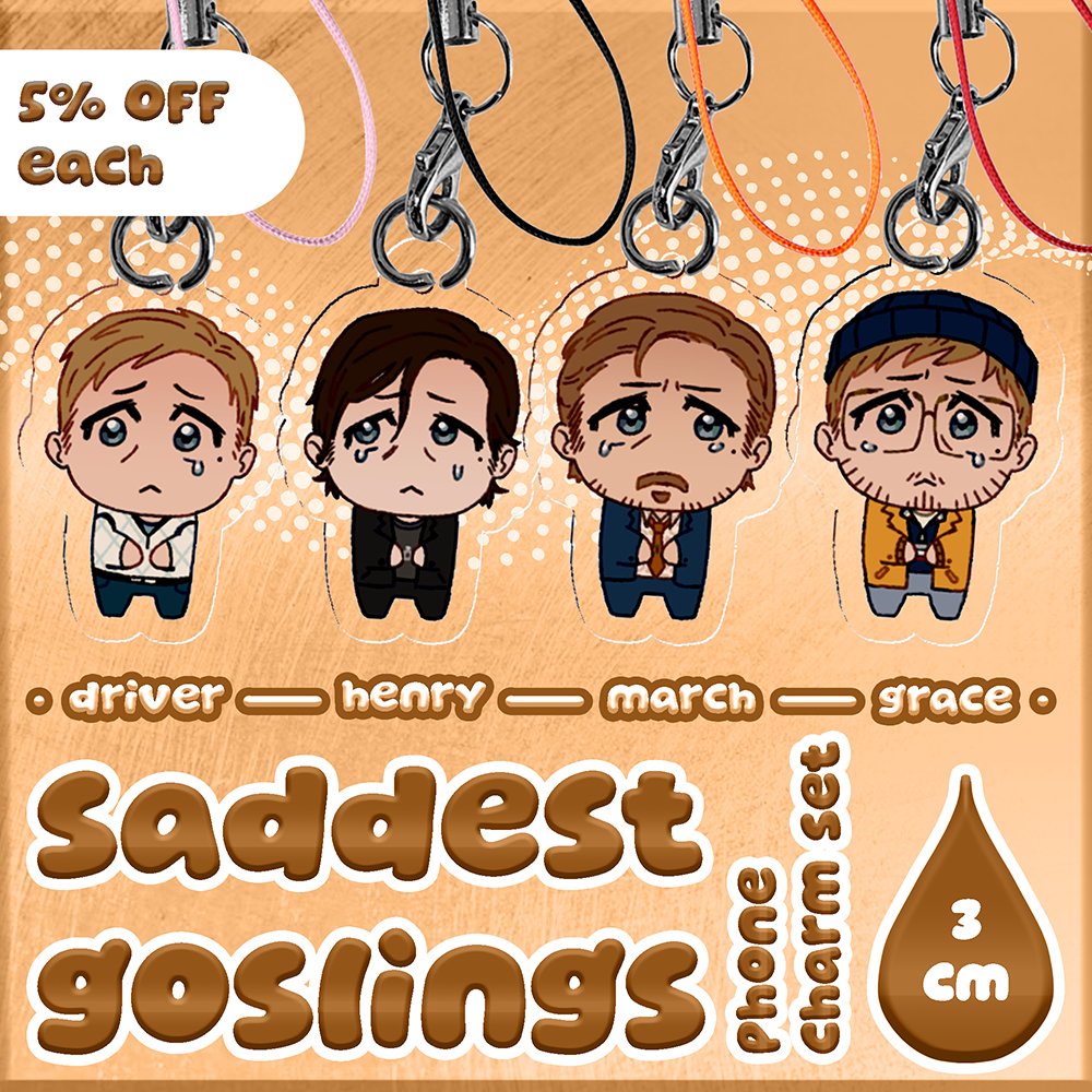 ribsnapz's tweet photo. SADDEST GOSLINGS keychain and phone charm sets are now up on my ACGGOODS! You can also buy these individually 🩷 #ryangosling #rygostwt https://t.co/htCUm0F60H