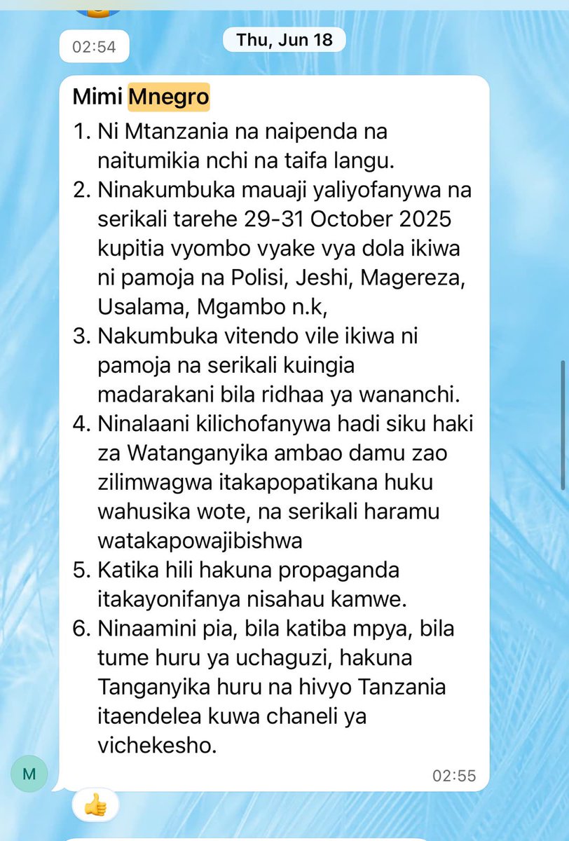 AbroadTanzania's tweet photo. Mwalimu Laurent Joseph Maarufu kama MNEGRO anashikiriwa na Polis kutokana na Ukosoaji wake kwa SERIKALI ,na Kumkosoa IGP

*CWT HAINA MSAADA KWA WALIMU, LABDA IPEWE JUKUMU LA KUSULUHISHA NDOA NA KUWATAFUTIA WACHUMBA WALIMU NCHINI.* 

Tembea na *Gunini* hapa.

Leo ilikuwa siku ya kipekee sana, Nimeamka nikiwa imara sana kiafya. Ni siku ambayo nimemkumbuka *Mwl. Laurent Noti Joseph (Mnegro)* mwalimu kutoka shule ya Sekondari Ikungulyabashashi anayeshikiliwa na jeshi la polisi katika kituo cha polisi Bariadi. 

Nikafunga safari kwenda kituo cha polisi kumsalimia, nikiwa njiani rafiki yangu mmoja akawaa amenipigia simu nikamjulisha nipo njiani naelekea kituo cha polisi kumsalimia Rafiki na mwl Laurent Noti Joseph (Mnegro) ambaye nimejulishwa yupo kituoni hapo.

Basi rafiki yangu akaniambia tukutane tukamuone.

Tumefika kituoni hapo tukaambiwa haturuhusiwi kuonana naye, ila kama ni chakula tunaruhusiwa kumpelekea ila sio kuonana naye.

Kutokana na ushamba wetu wa kutokujua sheria tukauuliza vipi kwa upande wa mwanasheria akipatikana? Tukiambiwa hata mwanasheria/wakili kuna taratibu zake.

So hakuna ndugu, jamaa au rafiki anaruhusiwa kuonana naye.

Mimi sio msomi wa sheria, japokuwa nina sifa za kwenda Bungeni kutunga sheria, kwa maana najua kusoma na kuandika pia na kuhesabu.

Japokuwa mimi sio mwanasheria na sijui taratibu za kiutumishi zikoje. Ila hofu yangu ni kwamba huyu Mwl. Akikaa mda mrefu bila kuhudhuria kazini anaweza kukosa sifa za kuwa mwalimu. Kitu ambacho kitayumbisha hali za watu wanaomtegemea. Tukumbuke Mnegro ni mme, baba na mtoto wa wazazi wake macho ya wengi yanamtazama. Japo kuwa sijui kinachomsibu kwa maana hata jeshi la polisi halijatoa taarifa kwa umma nini Mnegro kinamsibu.

Sijajua kama umma una haki ya kupata taarifa juu ya kilichosababisha kukamatwa kwake. Maana  mimi sio mwanasheria. 

Nimekuwa na ushuhuda mwingi sana kwa chama cha walimu nchini kutokujali shida na changamoto za walimu wao. Mjumbe wao wanayemkata hela kila mwisho wa mwezi ety akipata shida wamsaidie yamekuwa ni maneno na hayana uhalisia. Hata kwa huyu mwl. CWT wamekaa kimya kama hawajui chochote.  Pia nina ushuda wa mwl mwingine alitapeliwa akapeleka malalamiko kwao hakuna kilichofanyika. 

Tangu enzi na enzi vyama vya wafanyakazi vilikuwa na nguvu za kutetea haki za wafanyakazi na kufanya mabadiliko panapohitajika.

Kwa kutumia nafasi hii naziomba taasisi mbalimbali za kutetea haki, mawakili mbalimbali wajitolee kumsaidia mwl huyu huduma za kisheria.

Ieleweke sio Gunini anasema Mnegro hana hatia la hasha! Kama amefanya kosa ahukumiwa kwa haki kwa mujibu wa sheria na taratibu tulizojiwekea.

Asanteni sana!

 *Gunini Masunga* 
Mkulima wa pamba kutoka mtaa wa Itongo Bunamhala.

JUMBE ZINASOBABISHA AENDELEE KUSHIKIRIWA

@MariaSTsehai  @HildaNewton21 @HecheeJohn @godbless_lema @lifeofmshaba @Sativa255