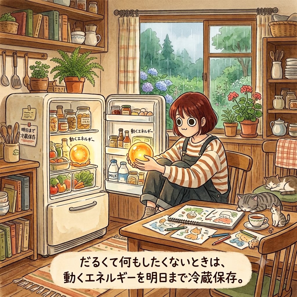 おはようございまーす(掠れ声) #AI今日の格言 だるくて何もしたくない 