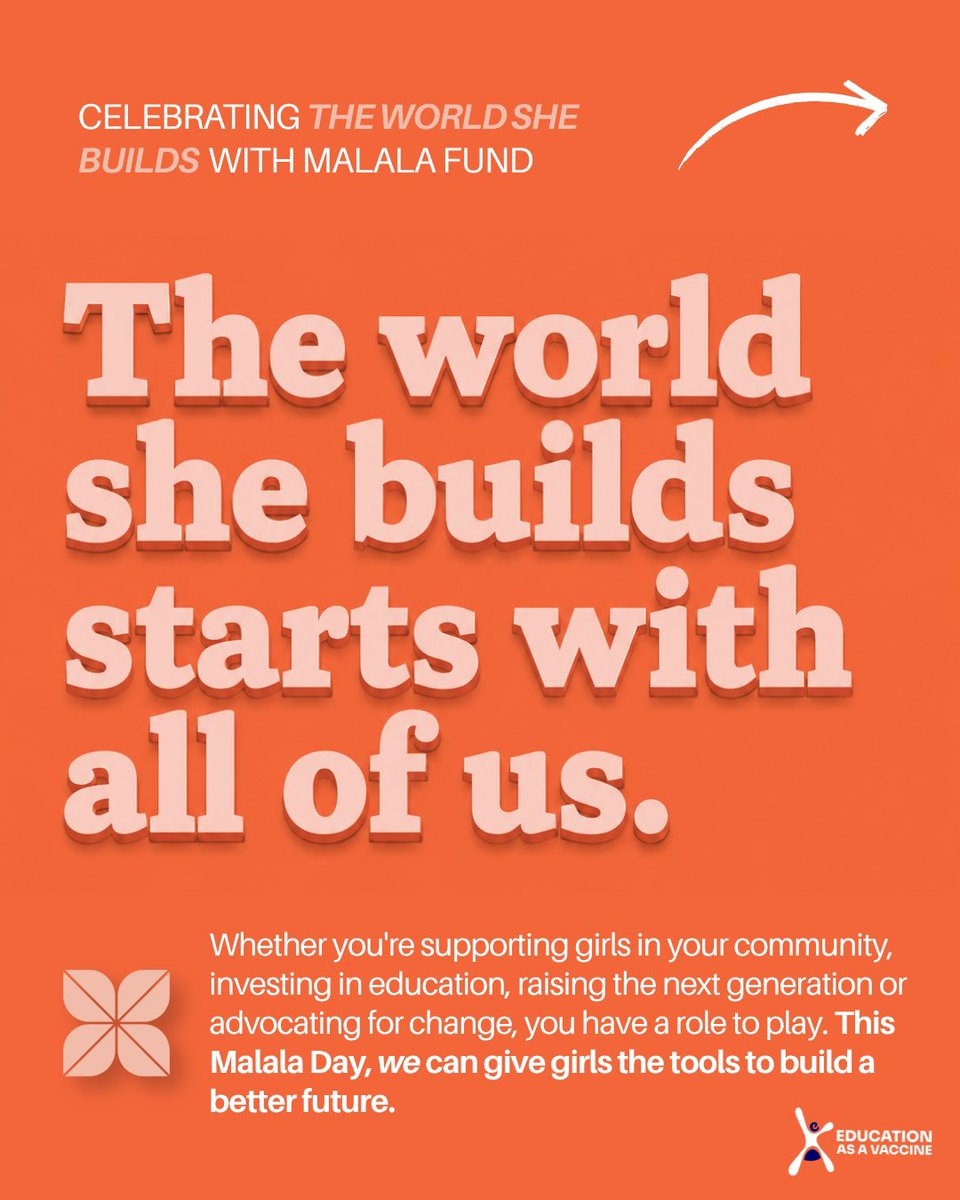 EVA_Nigeria's tweet photo. When girls learn, communities thrive.

This #MalalaDay2026, EVA stands with @MalalaFund and partners around the world in championing every girl’s right to learn, lead and choose her own future.

#GirlsEducation #MalalaDay2026 https://t.co/QUaKCfqdLV