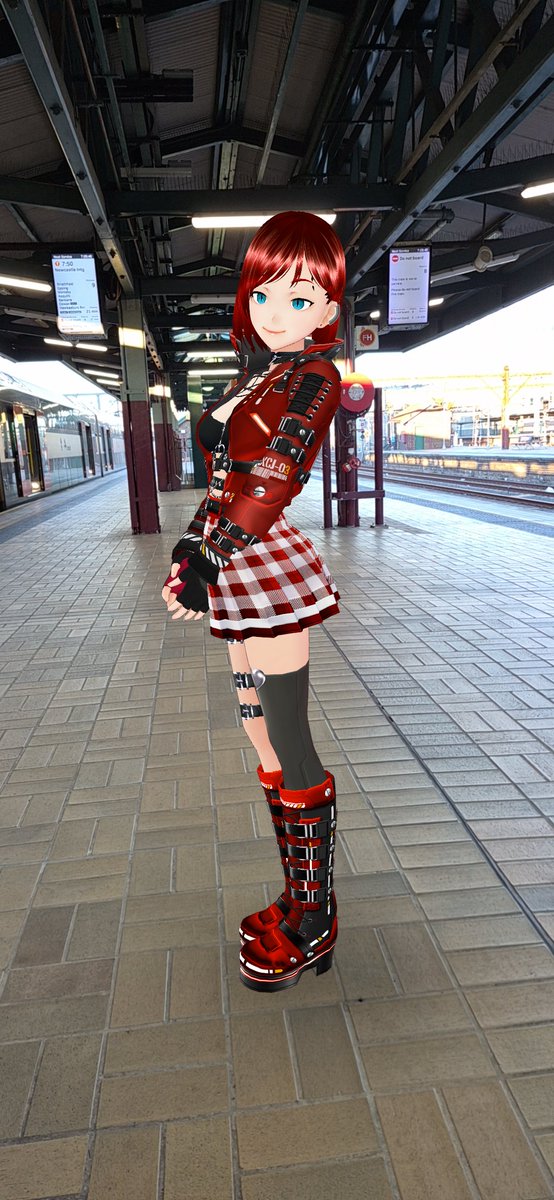 LynxRaide's tweet photo. Official end of the weekend. Sitting on the train, why should I feel like I should be listening to the JJK S1 OP?

#VRoid #VRMPosingMobile #smashcon2026 https://t.co/n4aLy2ZmEi
