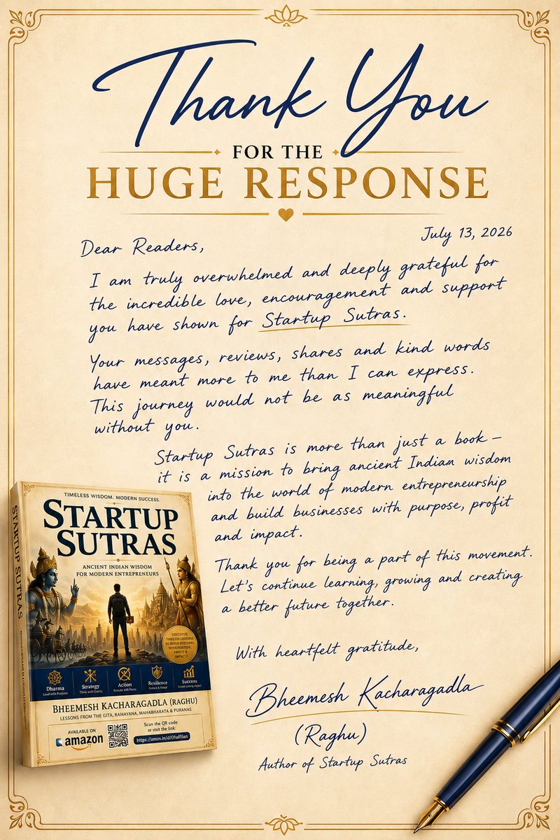 KACHARAGADLA's tweet photo. Thank you 🙏📖💐

Read here: https://t.co/yyVklP3C9v

#startupsutras #Kacharagadla #bestseller https://t.co/5PntCj1XsC
