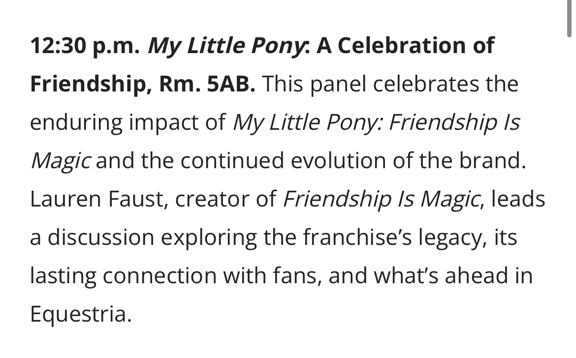 TobbyMLP's tweet photo. ๐จ There is a distinct possibility that we *COULD be hearing some news relating to MLP G6/the future of pony in general at an upcoming SDCC panel, which is going to feature... LAUREN FAUST HERSELF๐จ https://t.co/Dkl8auPffq