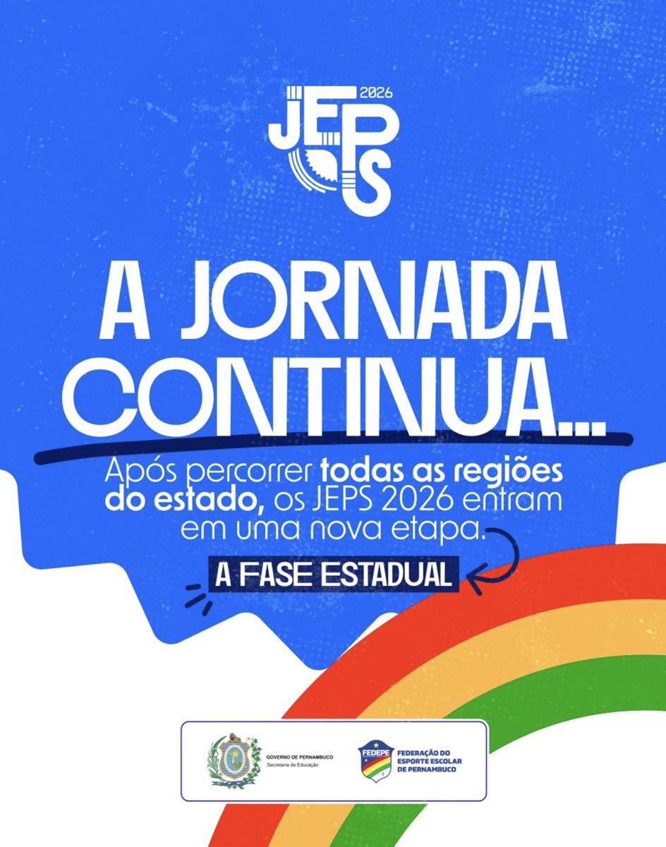 oficialfedepe's tweet photo. Chegou a hora do grande encontro! 🏅

Após percorrer todas as regiões de Pernambuco, a fase estadual dos JEPS 2026 reúne estudantes-atletas de todo o estado para celebrar talento, integração e espírito esportivo. Sejam bem-vindos a mais um capítulo dessa grande jornada! https://t.co/ujwoX2HAyN