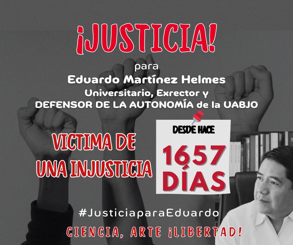 AutonomiaUABJO's tweet photo. Defender la autonomía no es un crimen. #LibertadParaEduardoMartínez 🗓1657 días de injusticia. Eduardo Martínez Helmes ha sido víctima de la represión por su valentía al defender lo que es justo. ¡Eduardo no está solo! ✊#Libertad #JusticiaYA #EMH
Ciencia, Arte, ❗LIBERTAD❗ https://t.co/U864cfZvvx