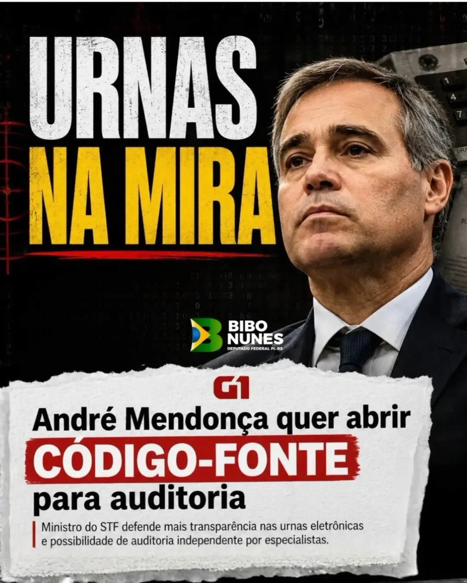 EnockFormiga's tweet photo. QUESTIONAR É DEMOCRACIA

Apesar da insistência da esquerda em afirmar que as urnas eletrônicas são totalmente seguras, muitos brasileiros continuam defendendo que todo sistema eleitoral pode e deve ser alvo de fiscalização e aperfeiçoamento.

Questionar, fiscalizar e buscar mais transparência no processo eleitoral não enfraquece a democracia. Pelo contrário: fortalece a confiança da população nas eleições.