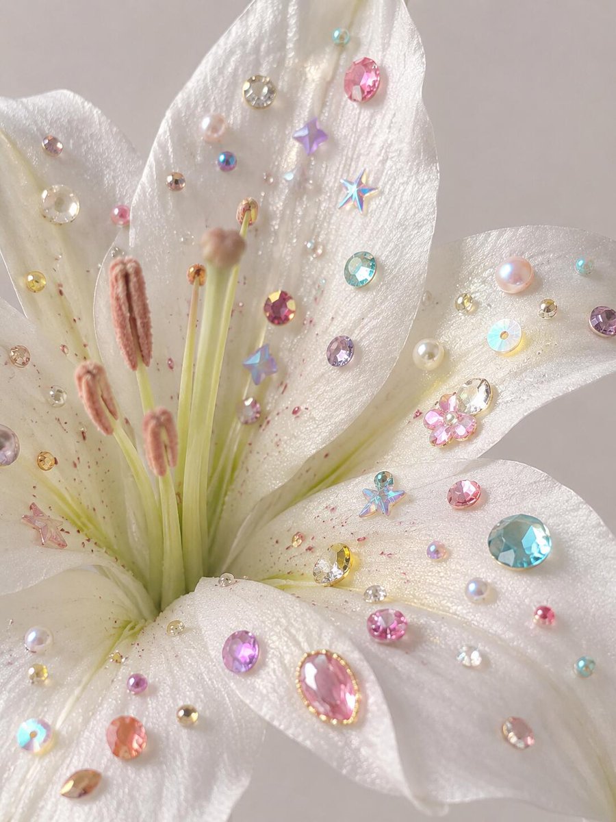 vibes_of_AI's tweet photo. Where flowers meet precious stones... #diamond #jewelrydesign #gemstones #lily #luxury #flowers #art #digitalart #beauty #floraldesign https://t.co/QVKHYzBMa3