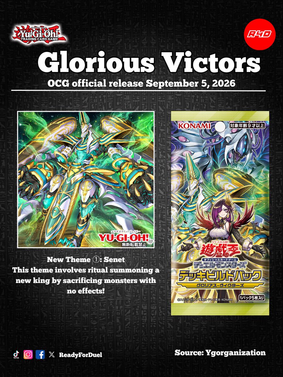 Readyforduel's tweet photo. Three new card illustrations for the new theme included in the concept pack "Deck Build Pack - Glorious Victors -" releasing on September 5th (Saturday) have been revealed!
#YuGiOh #OCG #遊戯王 #ygogenesys https://t.co/iyxz6YevBb