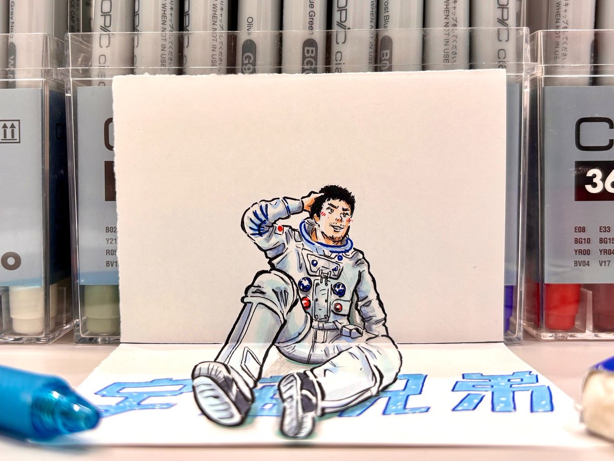 lightotawan's tweet photo. 宇宙兄弟

最終巻読めて嬉しい……けど悲しい……
ムッタをトリックアートで描きました！！ https://t.co/rxaLQfeRhe