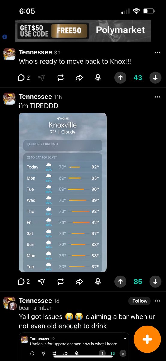 Orangeguy144581's tweet photo. @saynotometh865 @brenden_barton @RyanTSylvia Here is me in the Tennessee yik yak. Something only students are allowed to access. https://t.co/Tjaxm5wSxO